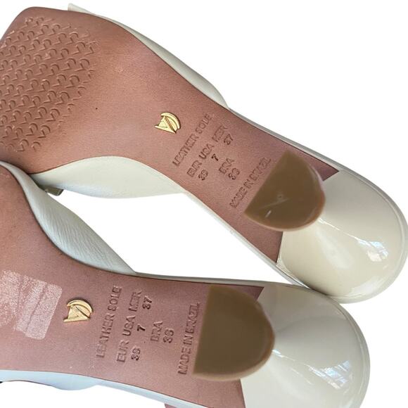 Anthropologie Vicenza Wharton Tan Leather Bow Mule Heels NWOB size 7 - Picture 10 of 11